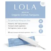LOLA 80 Regular Organic Cotton Tampons with BPA Free Applicator Leak Protection