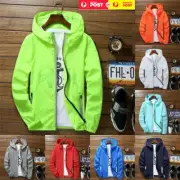 Men Wind Breaker Rain Coat Zipper Hoodie Jacket Quick Dry Sport Running Outwear