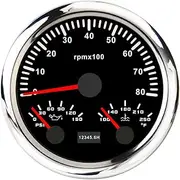 ELING 85mm Tachometer 0-8000RPM with Oil Pressure Water Temp Gauge 12V 24V Voltmeter with 7 Colors Backlight for Car Truck Limousine