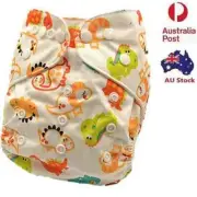 Dino Pocket Modern Cloth Nappy Unisex MCN Reusable Adjustable Cloth Nappies D104