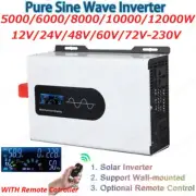 5000W-12000W Car Power Inverter Pure Sine Wave Solar Converter 12V 110V to 220V