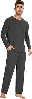 [WiWi] Men's Pajamas Set with Pockets Soft Long Sleeve Sleepwear 2 Pieces Loungewear-Viscose made from Bamboo S-XXL