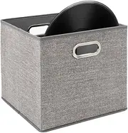 TOMVAES Vinyl Record Storage Box,Records Crate,Album Storage,Sturdy LP Holder Crate Organizes Fabric Storage Boxes for Moving Office Closet Home Organizer