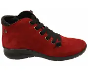 Flex & Go Cosmo Womens Comfort Leather Ankle Boots Made In Portugal - Red