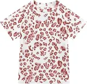 [ODAWA] Boys Short Sleeve Rash Guard, Abstract Leopard Print UPF+ 50 Quick Dry Shirt 3-12 Years