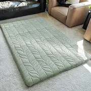 ZonLi Japanese Floor Mattress Futon Mattress Queen Size, Thicken Roll Up Tatami Mat w/ 100% Cotton Washable Cover, Portable & Foldable Floor Bed Mattress for Sleeping, Dormitory, Adult Kids, Green