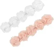 ANDRESLAD 2pcs Elastic Headband with Five Flower Design Charming Hair Accessories for White Pink for Everyday Wear and Special Occasions