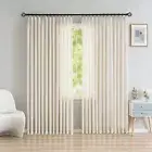 Pinch Pleated Curtains Light Filtering Faux Linen Curtains, Semi Sheer Curtai...