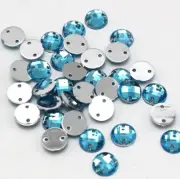 250 Blue Flatback Acrylic Sewing Rhinestone Round Button 8mm Sew on beads