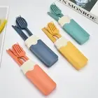 Portable Wheat Straw Tableware Set Cutlery Sets Spoon Fork Spoon Dinnerware