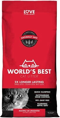 World's Best Cat Litter Multiple Cat Clumping Formula net weight 28 lbs