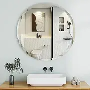 Round Wall Mirror for Bathroom Bedroom, LETSFIELD 55cm Frameless Wall Mirror for Home Decor