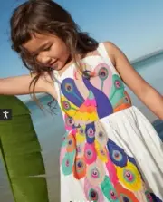 Mini Boden Peacock Appliqué Dress NWT New 7-8