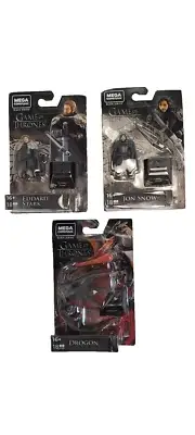 Mega Construx Game of Thrones, Set of 3, Drogon-Eddard Stark-Jon Snow
