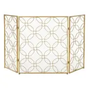 Litton Lane Fireplace Screen 31"X0.5"X0.5" 3-Hinged Panels+Micro-Mesh+Metal