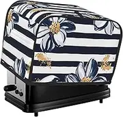 Navy White Stripes Print 2 Slice Toaster Cover Fingerprint Bread Maker Protectors,Kitchen Small Appliance Dust Cover