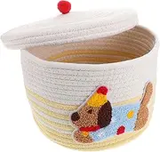 Cabilock Elegant Pet Accessory Storage Small Round Storage Basket Lid Pet Toy Basket Dog Toy Organizer