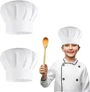 [Giantree] Kids Chef Hat, Adjustable Chef Hat for Kids, Unisex White Poly-Cotton Baker Kitchen Cooking Cap for Children