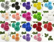 US Ship 25pcs Artificial Foam Rose Flower with Stem Decoration for Wedding Party