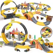 [OR OR TU] Construction Toys 342Pcs Race Track Sets for Boys Kids Excavator Toy Toddler Train Set Flexible Car Track for 3 4 5 6+ Years Old Children