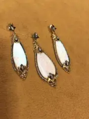 Sterling Silver Gold Vermeil Light Gilson Opal Pear Shape Earring & Pendant Set