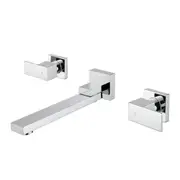 Decaura Square Chrome Swivel Bath Spout and Wall Taps Set for Bathtub/Basin WELS