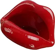 Wang-Data Creative Ceramic Cigarette Ashtrays with Lips Style Fashion Home Decorations（Dark Red）