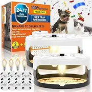 2 Pack Flea Traps for Inside Your Home Flea Light Trap with 8 Sticky Glue Pads & 4 Bulbs Fleas Killer Indoor Bed Bug Trap Pest Control, Non Toxic & Harmless, Friendly to Pets & Kids