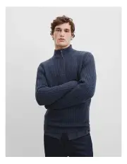 [Country Road] Textured Wool Half Zip Knit in Navy
