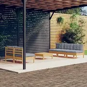 6 Piece Garden Lounge Set with Grey Cushions Pinewood Patio Bar Sets