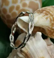 Gift For Women's Solid Metal Twisted Toe Ring 14k White Gold Plated Silver