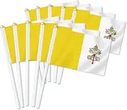 10 PCS Vatican Handheld Small Flag, Vatican Hand held Mini Decor Decoration Banner