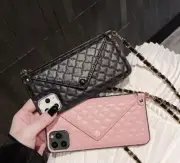 Luxury Iphone 11 “Pink” Envelop Card/Cash Leather Phone Case Shoulder Strap