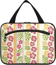 [sanluoli] Tropical Style Flowereaves Yellow and Red hanging make up bag for women with hook, designer collapsible cosmetic bags for accessories for women camping estuche para guardar maquillaje