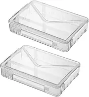 2 Packs Clear File Storage Box,Transparent Certificate Organizer with Handle,Portable Project Case,Stackable Storage Box,for Building Blocks,Stationery,Credentials