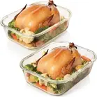 Glass Food Storage Containers Airtight Locking Lids, Storing 10 Cups, 80 Oz 4 Pc