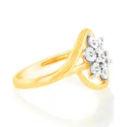 9ct Whitte & Yellow Gold Cross Over Diamond Ring