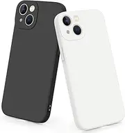 Meliya Case Designed for iPhone 13 Case, Slim Full-Body Stylish Silicone Protective Bumper Cover for iPhone 13 6.1 Inch (2021) Phone Case (Black+White)