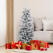 Costway120CM Artificial Christmas Tree Potted with 176 Branch Tips PE and 8 Lighting Modes