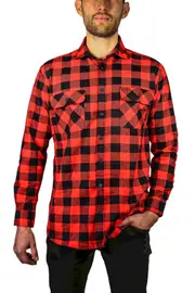 Men’s Red & Black Flannel Shirt – 100% Cotton Check