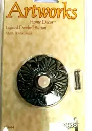 MATTE PEWTER Round Leaf ARTWORKS Home PUSH BUTTON LIGHTED Doorbell 76444