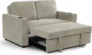 Miles 2-Seater Sofa Bed Living Room Furniture Versatile Compact Sofa Bed Couch Timber Wood Frame ABS Plastic Legs 100% Polyester Upholstery High-Density Foam 150W x 95 to 165D x 86H CM Beige