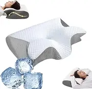 [Generic] Cleshy Ergonomic Pillow, Cleshy Pillow, Ergonomic Pillow Side Sleeper, Proper Alignment Ergonomic Pillow, Cervical Pillow for Neck Pain Relief, Memory Foam Cervical Pillow (Gray)