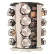 Home Basics Deluxe 16 Piece Revolving Spice Rack, Stainless Steel, 7.25x11 Inche