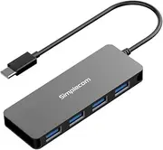 Simplecom CH320 Ultra Slim Aluminium USB 3.1 Type C to 4 Port USB 3.0 Hub Black