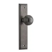 Iver Guildford Door Knob on Stepped Backplate Distressed Nickel