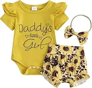 [Pivanzore] Baby Girl Summer Clothes Mama Mini Baby Girl Romper Flowers Baby Bloomers 3pcs Infant Girl Short Sets