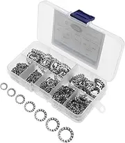 EMSea 300Pcs M3-M12 External Serrated Lock Washers Assortment Set with Storage Box M3 M4 M5 M6 M8 M10 M12 304 Stainless Steel