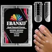 EBANKU Poly Gel Nail Forms for Toes, Long Square Dual Forms for Pedi Nail Extension Poly Gel Toenails Reusable Toe Nail Tips Mold, 120Pcs 12 Sizes