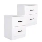 2X Bedside Tables Side Storage Cabinet Nightstand Bedroom 2 Drawer KEVA WH
